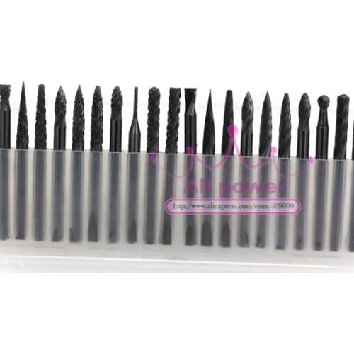 20/set 1/8" Tungsten Carbide cutter Rotary Burr Set CNC Engraving Bit w/ CED