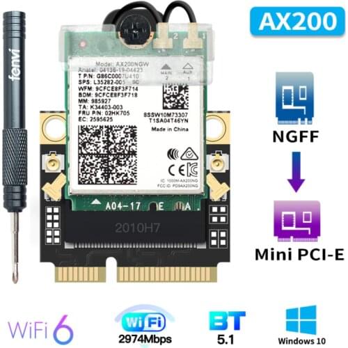 2974Mbps Wi-Fi 6 For Intel AX200 M.2 to Mini PCI-E Wifi Card Wireless Bluetooth 5.1 AX200NGW 2.4G/5Ghz 802.11ax Network Adapter