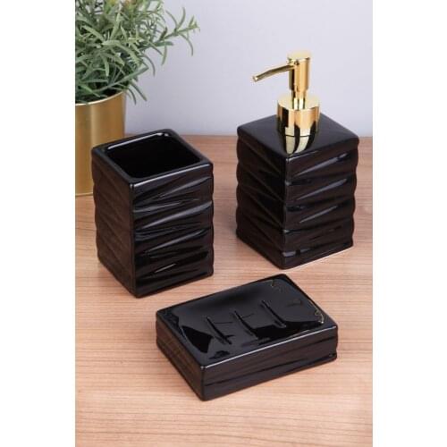 2022 Model Vip Gross 3 Piece Ceramic Bathroom Set Square Bathroom Accessories Bathroom Liquid Soap Dispenser