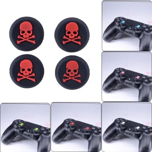 4pcs Skull Analog Joystick Thumb Stick Thumb Grip Silicone Cap Cover Case for Dualshock 4 PS4 PS3 Xbox 360 Xbox One Controller
