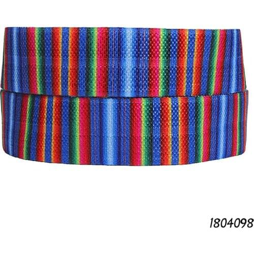 50 yards/lot) Free shipping 5/8" rainbow gradient stripe printed fold over elastic for hair ties
