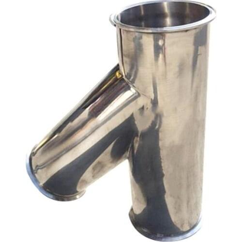 57mm 2.25" Pipe OD 2.5" Tri Clamp Oblique Y Shaped 3 Way SUS 304 Stainless Sanitary Fitting Spliter Homebrew Beer Wine