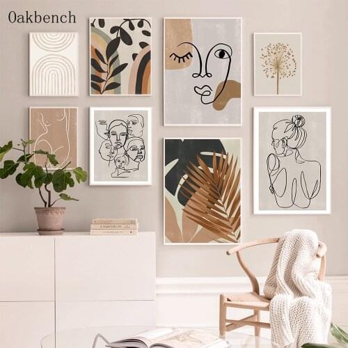Abstract Canvas Painting Line Drawing Girl Back Wall Posters Botanical Print Boho Wall Paintings For Living Room Decor