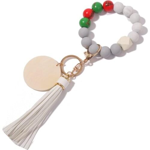 2021 Tassel Charms Keyring For Key Silicone Beads Keychain For Car Accessories Multicolor Christmas Keychain Women Men Gift New