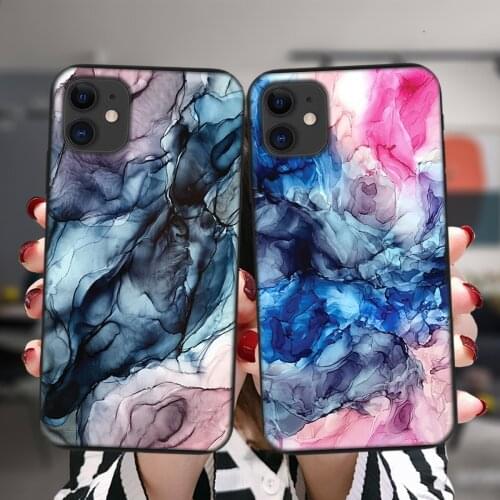 Watercolor Marble Pattern Case for iPhone 11 Soft TPU Ink Painted Case for iPhone 12 Pro XR 7 8 6 6S Plus X XS Max SE 2020 Shell