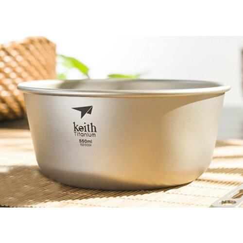 Pure Titanium Bowl Non Slip Double Layer Bowls for Adult Kitchen Tableware Walled Heat Insulation Smooth Bowls 550ml Ti5322