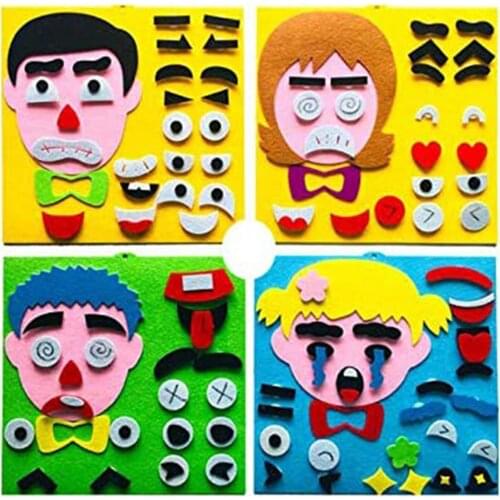 Kindergarden DIY Expressions Handicraft Toys Felt Fabric Handmade Stickers Emotion Change Teaching Aids Educational Toys