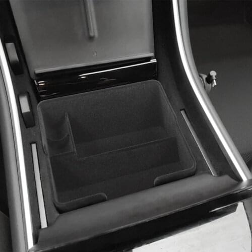 For Tesla Model 3 2017-2019 Center Console Flocking Storage Box Armrest Box Storage Box Car Interior Modification