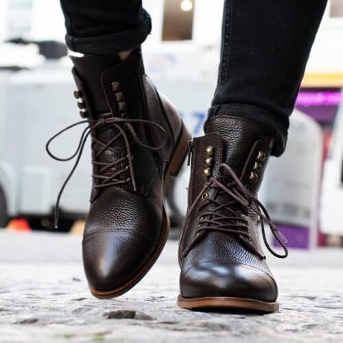 IBAY ØNSKET menn kaffe farge laced Appendix Skinn Postnummer