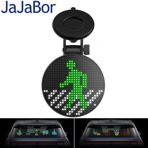 JaJaBor New Bluetooth 5.0 Car Kit Car Rear Window Car Bluetooth Expression Display Mobile Phone APP Control LED RGB Display
