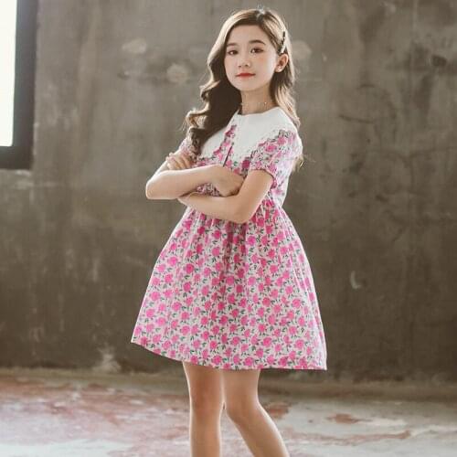 Summer girl dress thin doll collared shredded flower skirt big childrens princess skirt childrens skirt