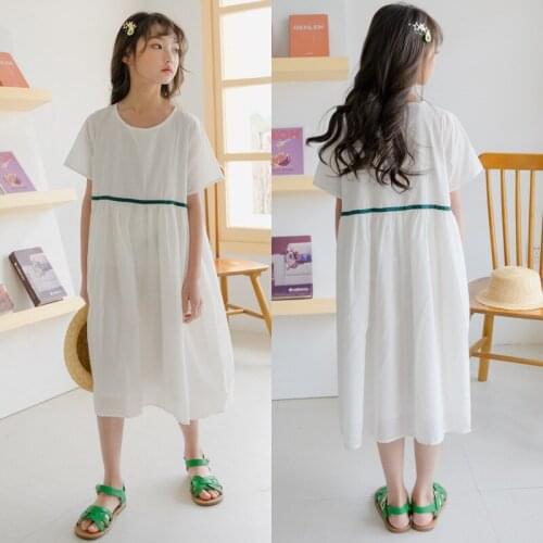 4 To 16 Years Summer Girls Casual Dresses 2020 New Teen Girls High-waist Ribbons Dresses Baby Girls Cute Princess Dresses, #8577