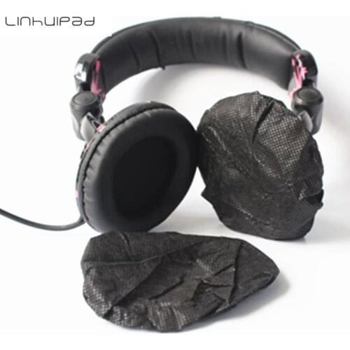 Linhuipad 100pcs Black Replacement Non-woven Sanitary headphone covers 12-13cm diameter widely use for big over head headsets