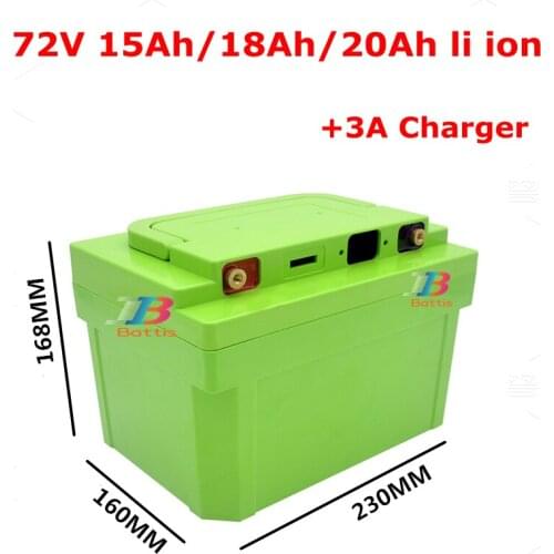 72v 20ah 18AH lithium ion 72V 15AH battery pack li ion 18650 BMS for 72V 2000W scooter e-bike motorcycle AGV + 3A charger