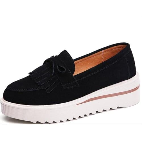 Fashion Women Shoes Sneaker Ballet Cow Suede Leather Flat Platform Woman Shoes Slip On Female Womens Loafers Leisure Shoes