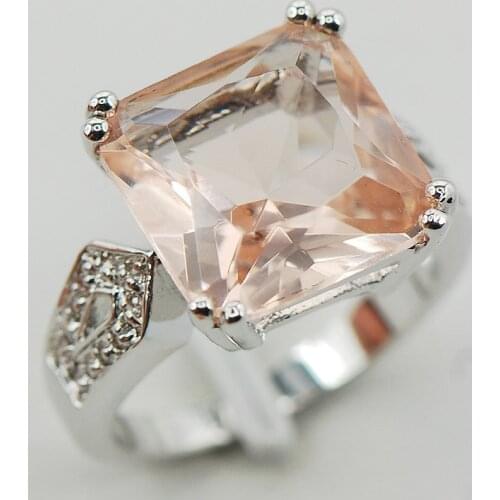 Morganite Fashion Women 925 Sterling Silver Ring F917 Size 6 7 8 9 10