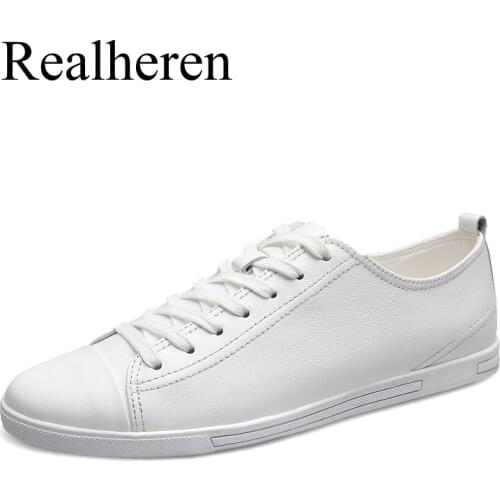 Spring Summer Fashion Street Style White Leather Shoes Men Casual For Young Comfortable 2021 New Good Quality