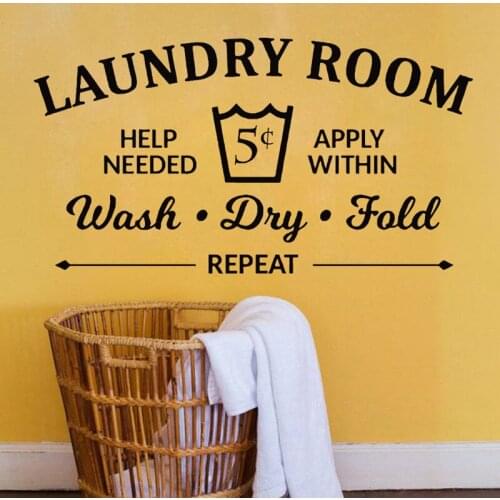 Laundry Room Rules Wall Sticker Wash Dry Fold Decoration Laundry Room Poster Mural Modern Fashion Stickers LX156
