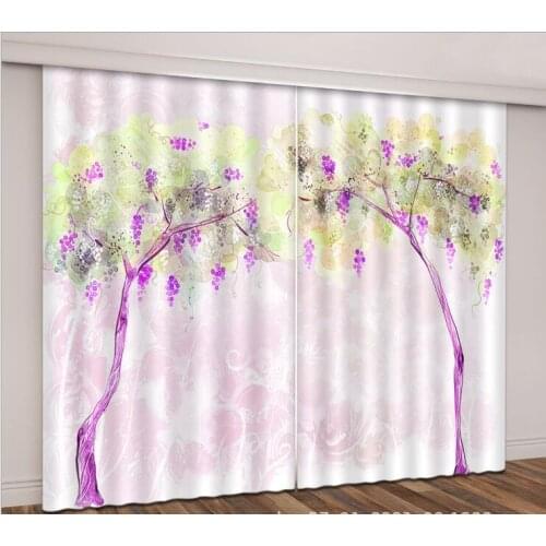 Window door wedding decor Purple grapevin 3D Curtain Living Room girl bedroom Cortina Drapes Rideaux Customized size pillowcase