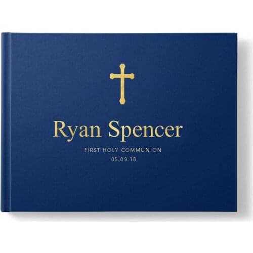 Personalize Baptism Communion Christening guest book journals, Blank hardcover Christening guestbook photo booth albums