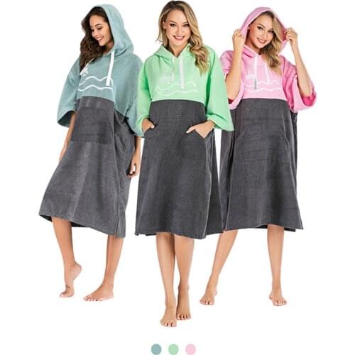 New Beach Surfing Cloak Cloak Quick-Drying Wetsuit Hooded Bath Towel Bathrobe Women Beach Swimming Thicken Warm Cloak 2021