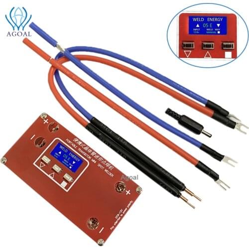 Portable 18650 Battery DIY Mini Spot Welders Machine Various Welding Power Supply with 2 Power Cable and LCD DISPLAY