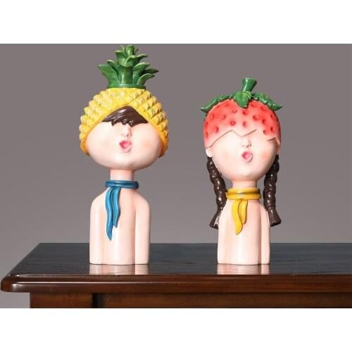 SIMPLE MODERN RESIN FRUIT COUPLE DOLL ACCESSORIES HOME LIVINGROOM FIGURINES DECORATION CRAFTS GIRL HEART WEDDING BIRTHDAY GIFTS
