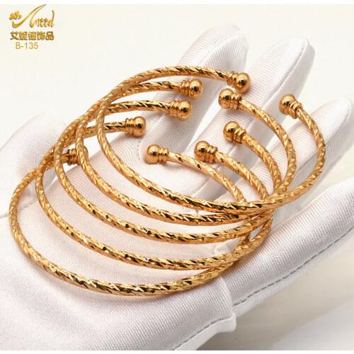 AIIND Luxury Brand Women Bracelet Dubai 24K Gold Bracelets Indian Bangles For Women Dubai Fashion Charm Wedding Jewelry
