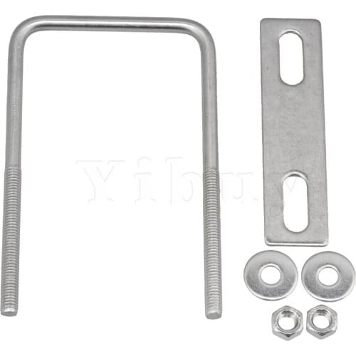 Silver 304 Stainless Steel Square U Bolts with Plate Nut Set M6x60x110