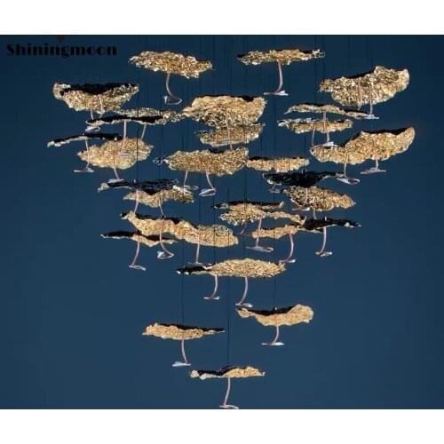 Nordic Gold Crystal Chandelier Lighting Post-modern Home Decor Indoor Lighting Fixtures Hotel Living Room Hanging Lamp Lustre