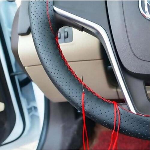 Car shape hand-stitched DIY steering wheel cover for lancer nissan march versa gol volkswagen vectra i30 ix25 fiat 500 punto c4
