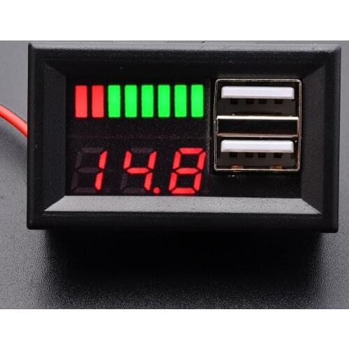 LED 12V Lead Acid Battery Capacity Indicator Voltage Meter Power Voltage Display Meter Dual USB Charger For Outdoor Power