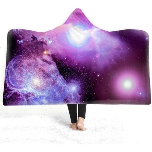 Star River Magic Cape Lamb Hood With Thick Double Plush Print Household Office Comfort And Warm Travel Portable Shawl Blanket