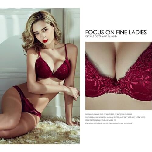High-End Womens Underwear Suit Push Up Bra Sets Sexy Romantic Temptation Lace Brassiere Young Women Bras And Panty Bralette AB C