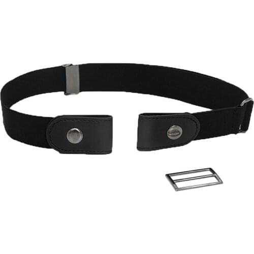 Women Invisible Buckle Free Faux Leather Elastic Waistband Belt for Jeans Pants