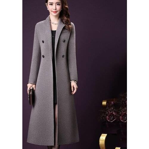 Outerwear Autumn Winter New Double-breasted Plus size Women Woolen Coat Slim Fashion Waist Korean Womens Woolen Coat JK287