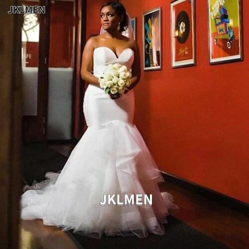 Sweetheart Mermaid Wedding Dress 2021 Robe De Mariee Crystal Sash Sweep Train Dubai African Bride Dresses Plus Size