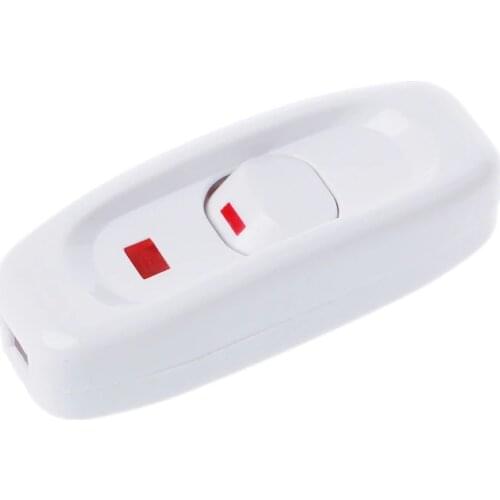 1PC Compact White Plastic In-line Cord Light Lamp Switch 10A 250V with LED Indicator