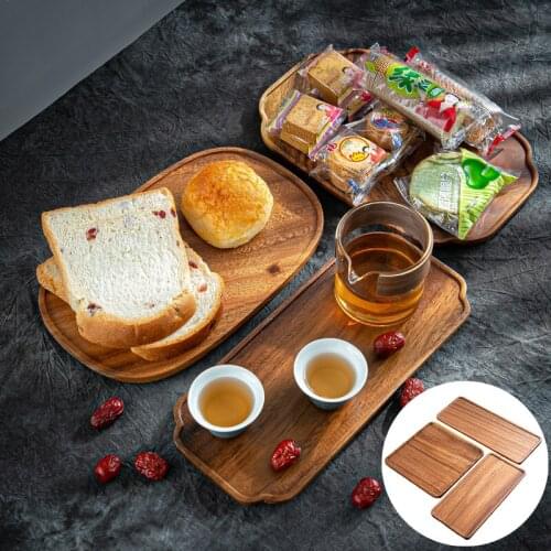 1Pc Fashion Wooden Storage Tray Portable Snacks Dried Fruit Display Plate Kitchen Dessert Cake Dish