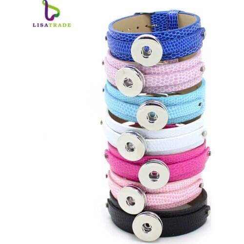 10PCS 8MMlitchi grain pu leather snap button DIY Wristband Bracelets can match with the snap buttons LSNB17*10