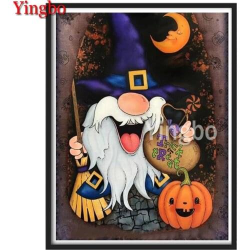 100% Full Diamond Embroidery Halloween Wizard Pumpkin 5d Diy Diamond Painting Cross Stitch Kits Home Decor Cartoon Pattern