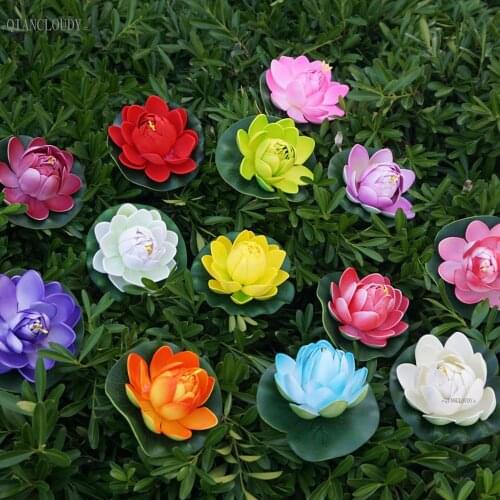 100 pieces Artificial Fake Lotus flowers Buds Leaves Water Lilies Floating pond flowers Pool Plants Wedding Decoration C97