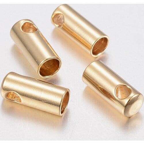 100pcs Golden 304 Stainless Steel Cord End Caps For Bracelet Necklace Jewelry End making DIY Links Connector Accessories