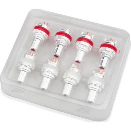 8Pcs Audiophile Silver Plated Copper RCA Female Plug Red Copper Soldering Point Power Amplifier Connection Audio Accessories