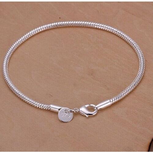925 High Quality Simple Silver Bracelet Charms Crystal Bracelet Femme Silver Chain Bracelets for Women Jewelry Bijoux Gift S037