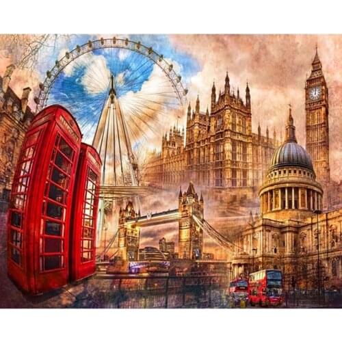 Hot new 5D DIY diamond painting city architecture landscape full square round diamond embroidery home decoration living wall art