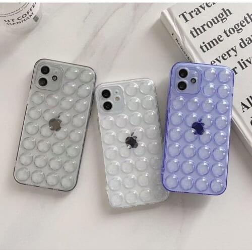 Pop Fidget Reliver Stress Phone Case For iPhone 12 11 Pro X XR XS Max 7 8 Plus SE 2 Toys Push Bubble Clear Soft TPU Phone Case