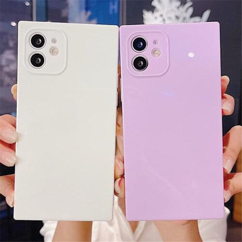 Square Solid Color Soft Phone Case For iPhone 12 11 Pro Max XR XS Max X 7 8 Plus 12Mini SE2020 Shockproof Bumper Back Cover
