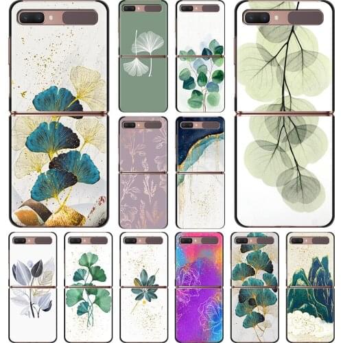 Smartphone Case For Samsung Galaxy Z Flip 3 5G Cover PC Shell Black Caso Hard Capa Cellphone Fundas Gold Foil Art Print Luxury