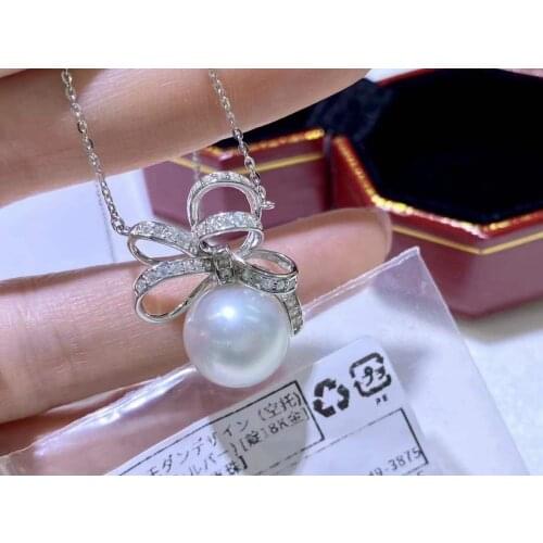 D712 Pearl Pendant Fine Jewelry 12-13mm Natural Fresh Water White Pearls Pendants Necklaces for Women Presents
